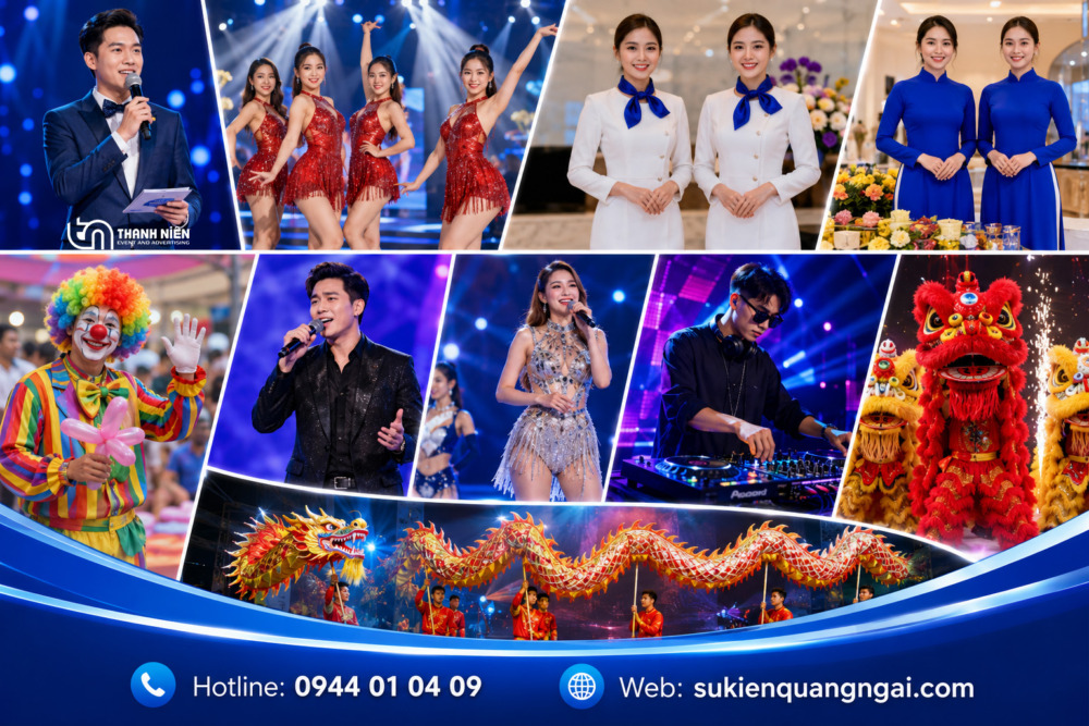 tổ chức sự kiện tại Quảng Ngãi Thanh Niên Event chuyên cho thuê nhân sự sự kiện chuyên nghiệp, được đào tạo bài bản